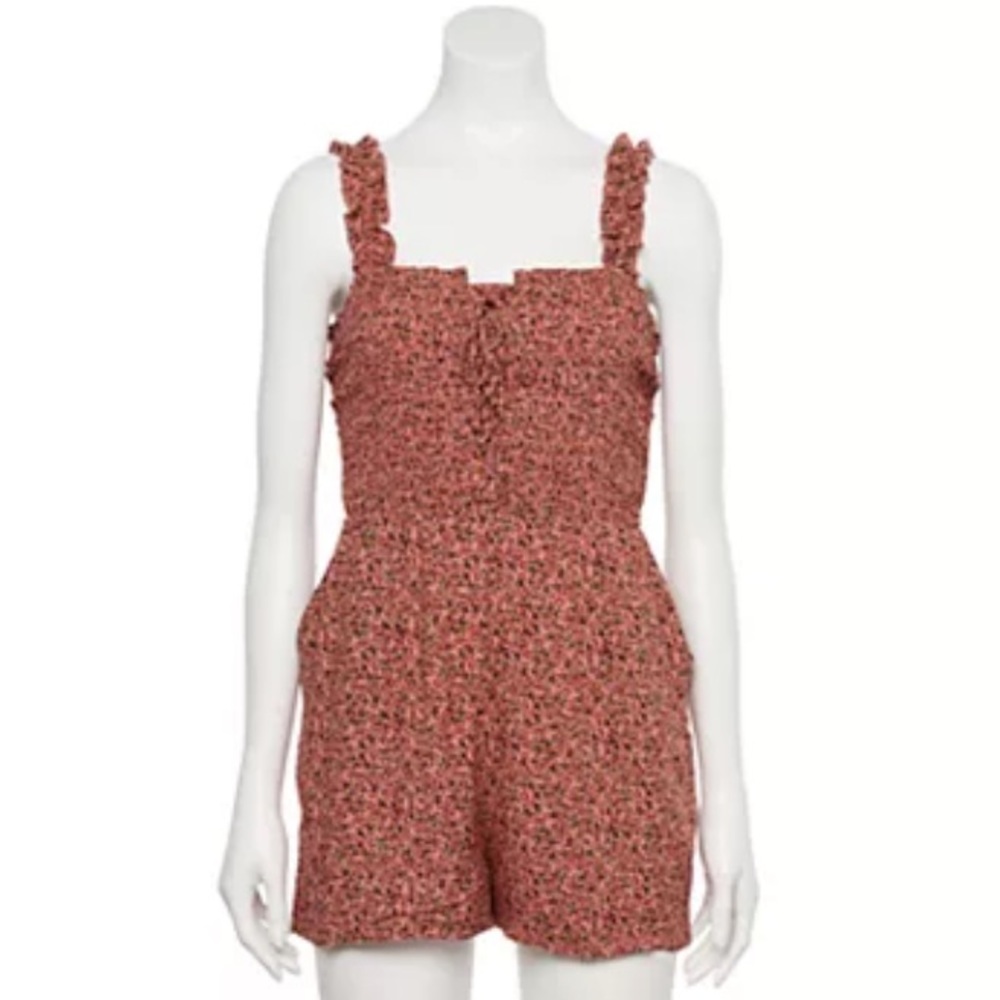 Brand New Lily Rose Lace-Up Tank Smocked Romper
